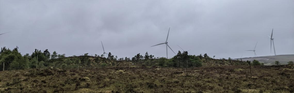 Wind turbines on a hill