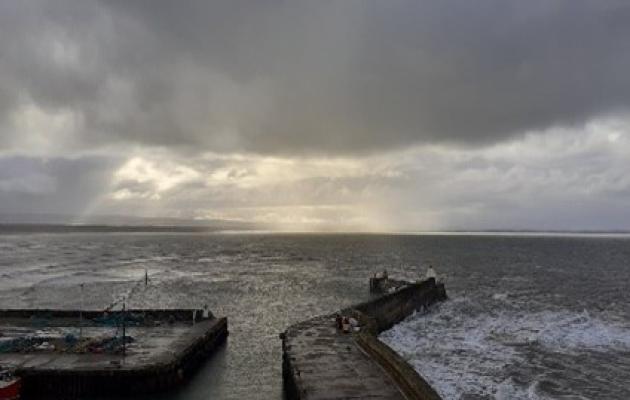 Picture of harbour wall and the sea