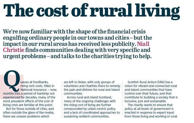 The cost of rural living - screen shot from news piece.