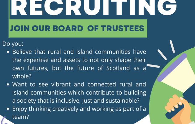 Graphic with 'we are recruiting: join our board of trustees'