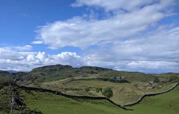 Arable fields in southern Scotland