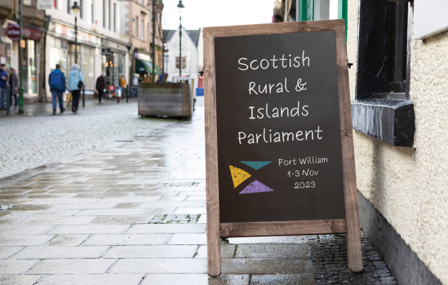 SRIP Postcard - placard on high street in Fort William 