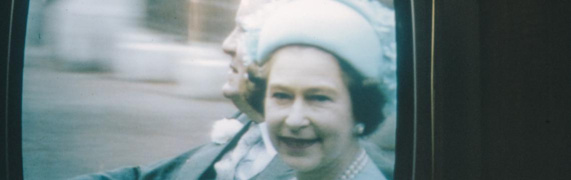 Image of the Queen during her wedding.