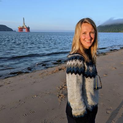 Catriona in front of Cromarty Sutors